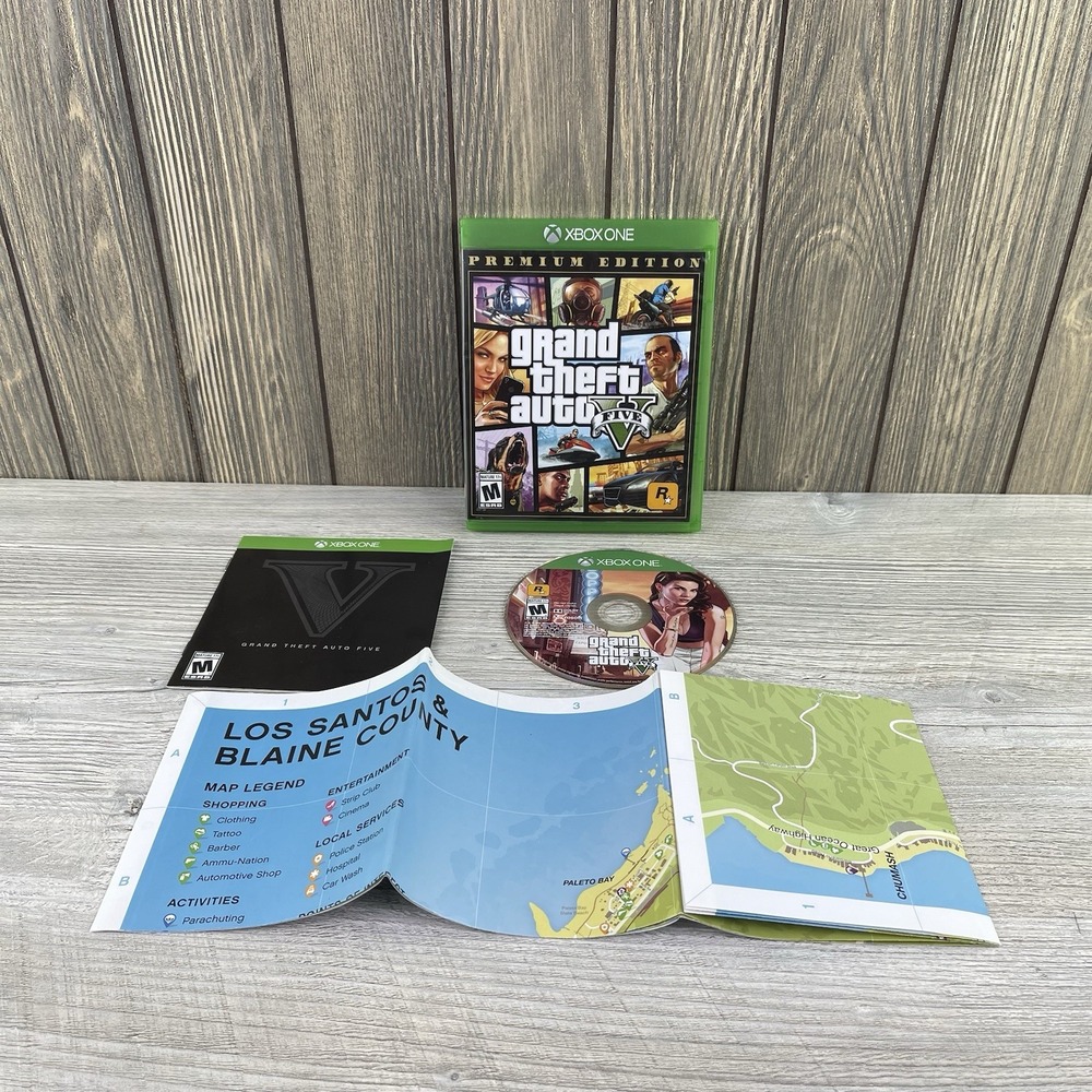 Grand Theft Auto V Premium Online Edition - Complete W/Map - Microsoft Xbox One